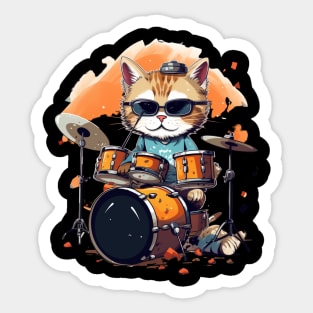 Cool Cat play on Drums Sticker